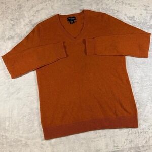 Bloomingdale's 100% Cashmere V-Neck Sweater | Burnt Orange | Medium